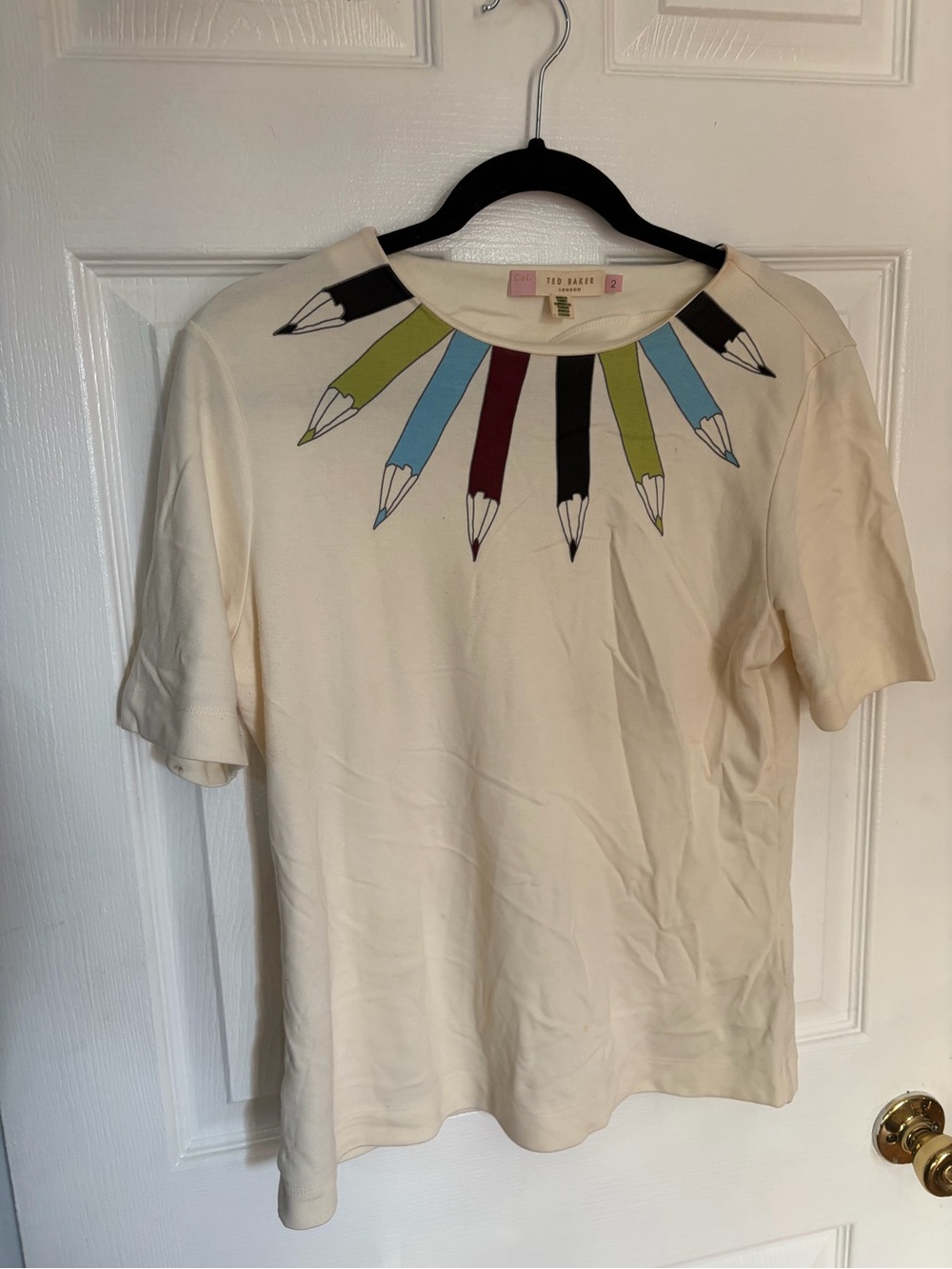Ted Baker Cream Graphic Pencil-Print Top